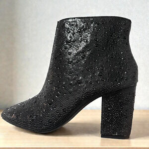 Torrid x Betsey Johnson Black Sparkle Rhinestone Booties 9WW Wide Width Boots